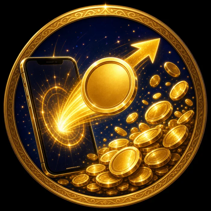 デジタルメダルを売却して金貨を受け取るイメージ